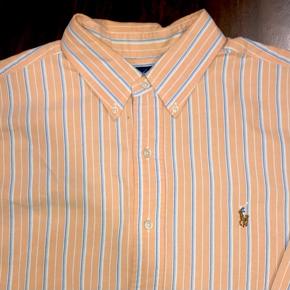 RALPH LAUREN Long Sleeve Blue Orange Button Down Dress Shirt Sz XL - Picture 3 of 10
